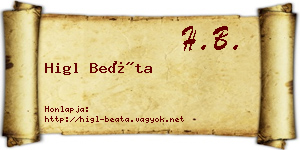Higl Beáta névjegykártya