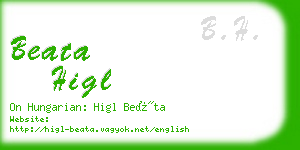 beata higl business card